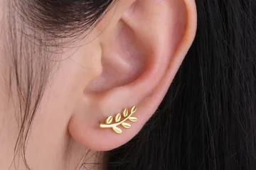 Gold Leaf Earrings Studs