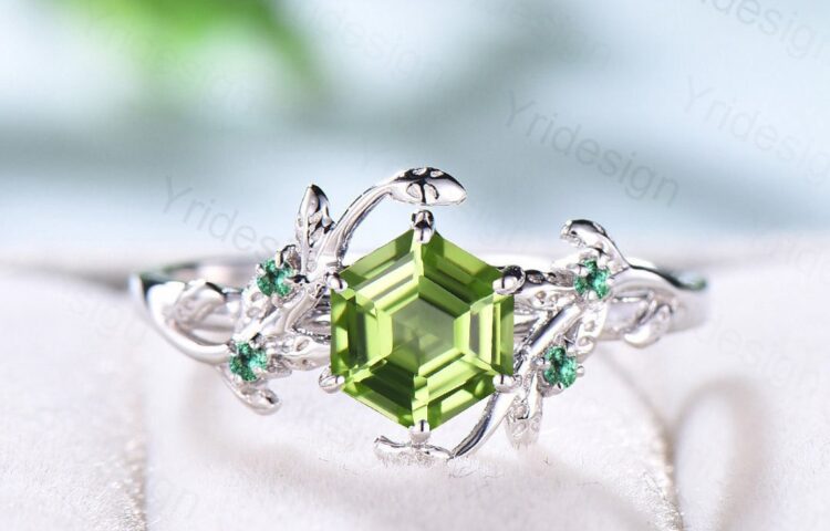 Women Emerald And Peridot Engagement Ring