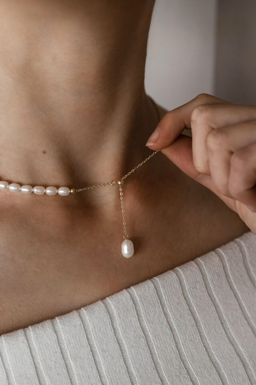 Fresh Water Millet Shaped Pearl Necklace